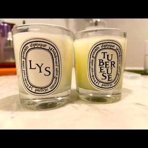 Two Diptyque mini size candles - LYS and TUBEREUSE